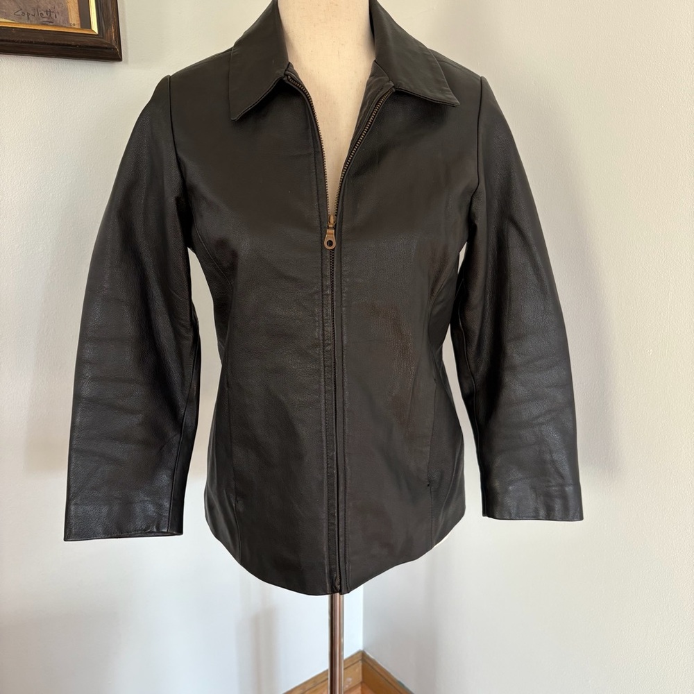 Genuine Leather Zip-Up Jacket